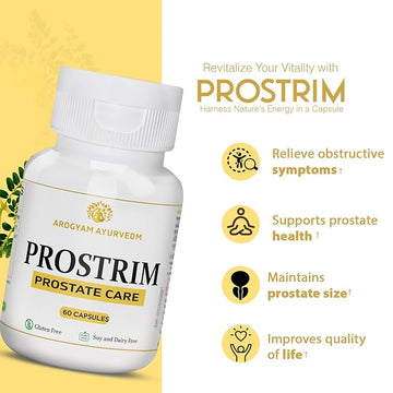 Dr. Pushp's AROGYAM AYURVEDM PROSTRIM Capsules – Natural Prostate Health Support, Enhances Urinary Function, Anti-Inflammatory, Hormonal Balance – 60 Vegan & Gluten-Free Capsules